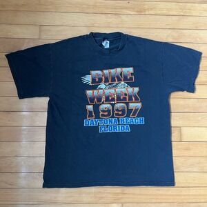 Vintage 1997 Daytona Beach Bike Week T Shirt Hanes Single Stitch Black Large L